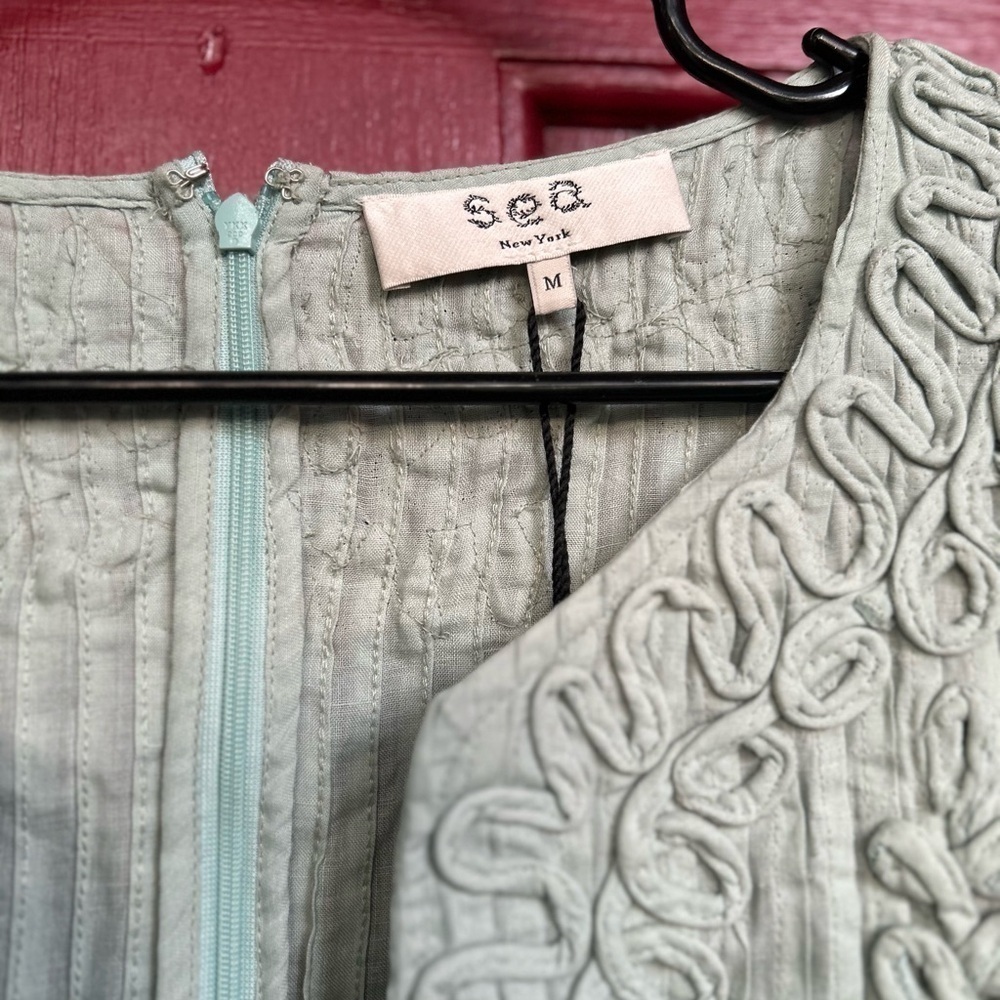 NWT SEA NEW YORK Frida mint green lined Flutter V-Neck Mini Dress M - Picture 7 of 12